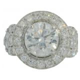 14kt Gold 4.37 ct Round VS Lab Diamond Ring