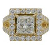14kt Gold 3.39 ct Princess Cut VS Lab Diamond Ring
