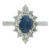 Oval 1.40 ct Natural Sapphire & Diamond Ring