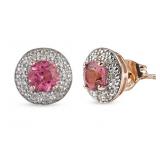 Genuine 2.00 ct Pink Topaz & Zircon Earrings