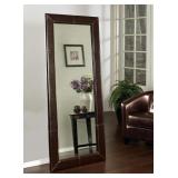 Abbyson Delanio Large Brown Leather Floor Mirror