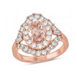 Oval 2.50 ct Morganite & Diamond Double Halo Ring