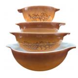 4 pc Pyrex Old Orchard Mixing Bowls