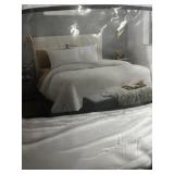 New Queen White Cotton Sateen Comforter Set