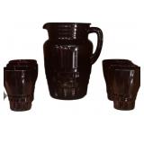 Anchor Hocking Windsor Ruby Pitcher & 6 Glasses