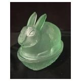 Mosser Glass Jadeite Green Rabbit on Nest