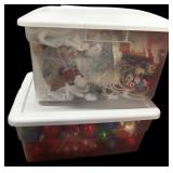 (2) Storage Totes wï¿½ Glass Christmas Ornaments &