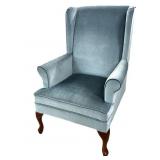 Blue Velour Queen Anne Chair