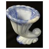 AKRO AGATE Blue & White Slag Glass