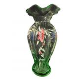 9 ï¿½  Hand Painted Green Vase