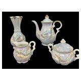 Dragonware Teapot, Cream & Sugar & Vase