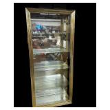 Brass Finish Lighted Curio Cabinet wï¿½ Glass