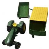 Vintage John Deere Tractor & 2 Trailers
