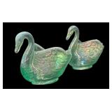 Fenton  Ice Green Opalescent Swans
