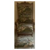 Vintage High Back Chair And Foot Stool