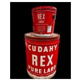 (2) CUDAHY REX LARD CANS