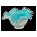 Fenton Turquoise Silver Crest Bowl