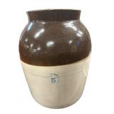 # 5 Brown & White Salt Glazed Crock