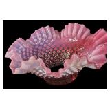 4 x 10 ï¿½  Cranberry Fenton Ruffled Edge Bowl