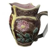 Majolica Rose Pitcher