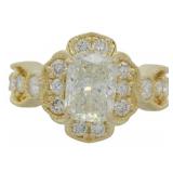 14kt Gold 2.78 ct VS Cushion Cut Lab Diamond Ring