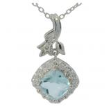Cushion Cut 1.50 ct Aquamarine & Diamond Necklace