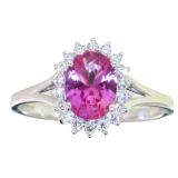 Oval 1.25 ct Pink Sapphire & Diamond Halo Ring