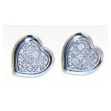 Quality 1/4 ct Pave' Diamond Heart Stud Earrings