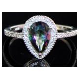 Pear Cut 1.85 ct Mystic Topaz & Diamond Ring