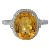 Oval 3.42 ct Natural Citrine & Diamond Ring