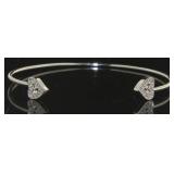 Double Heart Diamond Cuff Bracelet