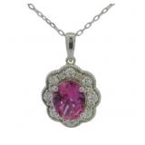 Oval 2.25 ct Pink Sapphire & Diamond Necklace