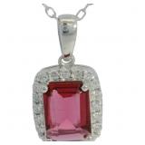 Emerald Cut 1.85 ct Ruby & Lab Diamond Necklace