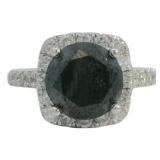 14k Gold 4.66 ct Natural Fancy Black Diamond Ring