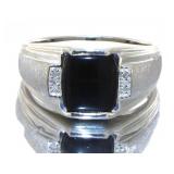 Men's Natural Onyx & Diamond Ring