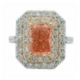 Brilliant 3.98 ct Radiant VS Pink Lab Diamond Ring
