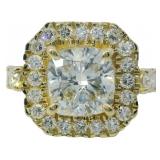 14kt Gold 3.50 ct Cushion Cut Lab Diamond Ring