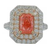 Brilliant 3.26ct Radiant VVS Pink Lab Diamond Ring