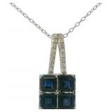 14kt Gold 1.84 ct Natural Sapphire-Diamond Pendant