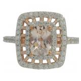 Quality 1.75 ct Natural Morganite & Zircon Ring