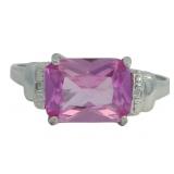 Emerald Cut 2.26 ct Pink Sapphire & Diamond Ring