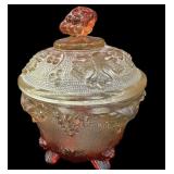 Jeanette Glass  Co Amberina Candy Dish
