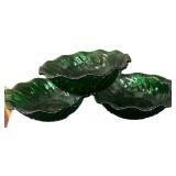 (3) Emerald Green Dessert Bowls