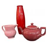 Teapot, Pink Pitcher & Red Vase   ALL GOOD