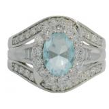 Oval 2.50 ct Aquamarine & Diamond Cocktail Ring