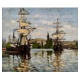 Monet SHIPS RIDING THE SEINE AT ROUEN Lithograph