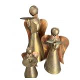 (3) Heavy Brass Angel Candle Holders