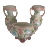 (3) PCS Hull Pottery 3- Piece Vase Set