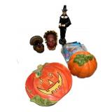 Ceramic Pumpkin Candle & Thanksgiving Decor