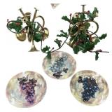 (3) Wall Plates & Brass Candle Holders